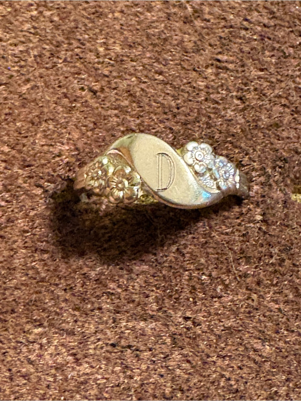 Vintage SETA Sterling Silver 925 Initial D Floral Style Ring Ornate Sz 6.5